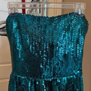 Strapless Teal Sequin Dress